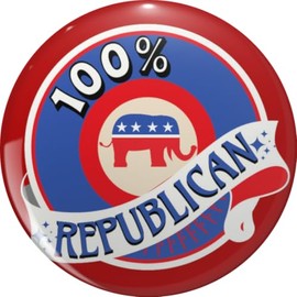 100% Republican - Creative Republican Party Political Design - American Politics Lapel Bin Brooch Badge Pin 0.75"