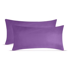 leevitex Jersey cushion cover, 40 x 60 cm, set of 2, 100% cotton, 170 g/m², Oeko-Tex, neck pillowcase, purple/plum