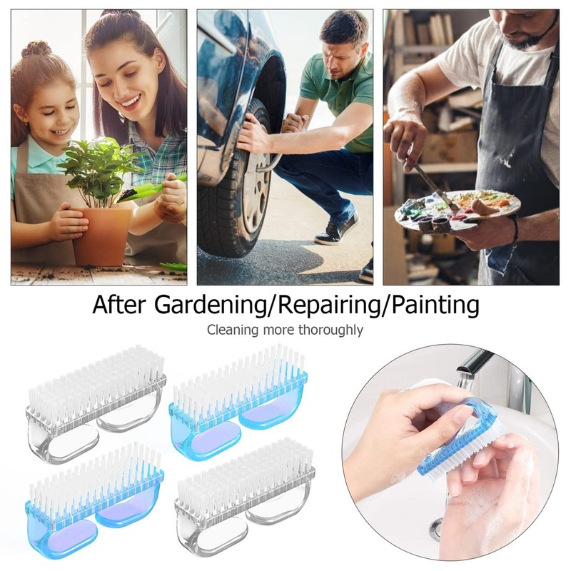 4 Pcs Nail Cleaning Brush, Plastic Handle Scrubbing Brush Eco