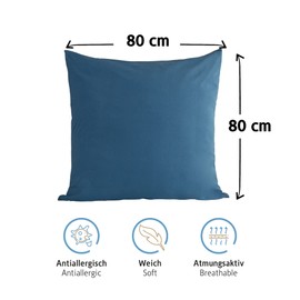 Komfortec 100% cotton cushion covers, set of 2, 80 x 80 cm, super soft premium jersey pillowcase, 150 g/m², cushion cover, deep sea blue