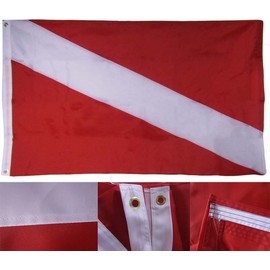 AES 3x5 Embroidered Diver Down Nautical Boating Single Sided 220D Nylon Flag 3'x5' Fade Resistant Double Stitched Premium Penant House Banner Grommets