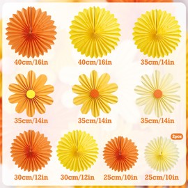 EASY JOY Pack of 11 Daisy Paper Fans Decoration Paper Flowers for Hanging Flowers Paper Party Decoration Set for Wedding Birthday Decoration Table Decoration Baby Shower Spring Summer Decoration