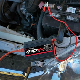 Schumacher Electric 410 Continuous/820 Peak Watt DC-to-AC Power Converter, Dual 120V AC Outlets and 2A USB Port, Modified Sine Wave, for 12V Automotive and Marine Batteries, XI41B