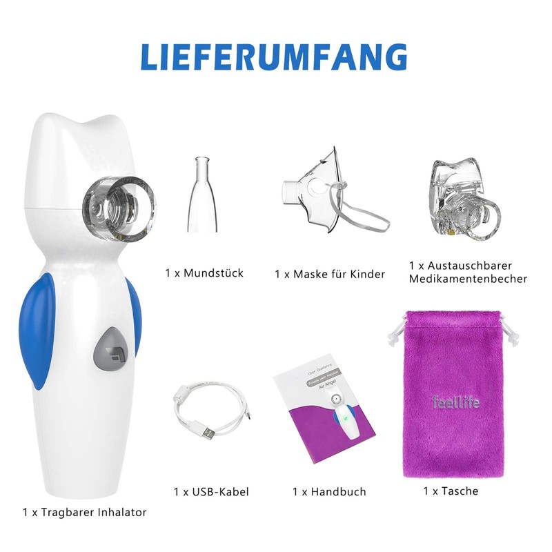 FEELLIFE FEELLIFE Portable Inhaler, Handheld Steam Atomiser, for Kids Travel