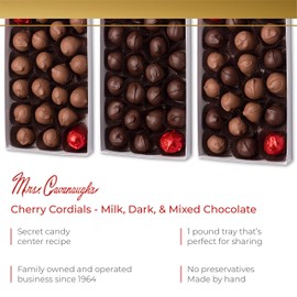 Mrs. Cavanaugh’s Dark Chocolate Cherry Cordials 1 lb Tray – Whole Candied Cherries with Liquid Centers Coated in Rich Dark Chocolate – Chocolate Cherry Cordial Gift for Holidays & Special Occasions