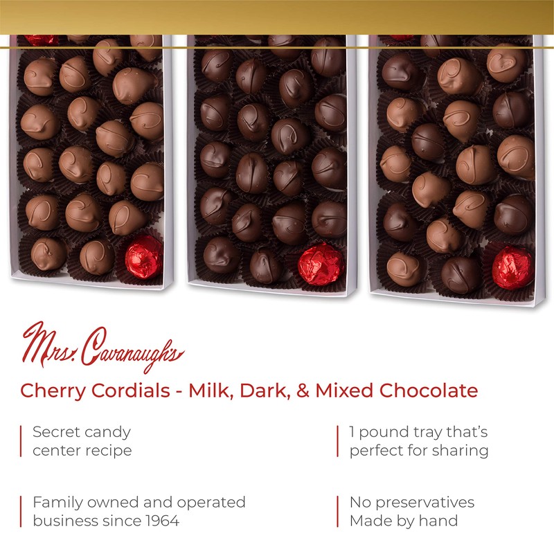Mrs. Cavanaugh’s Dark Chocolate Cherry Cordials 1 lb Tray –