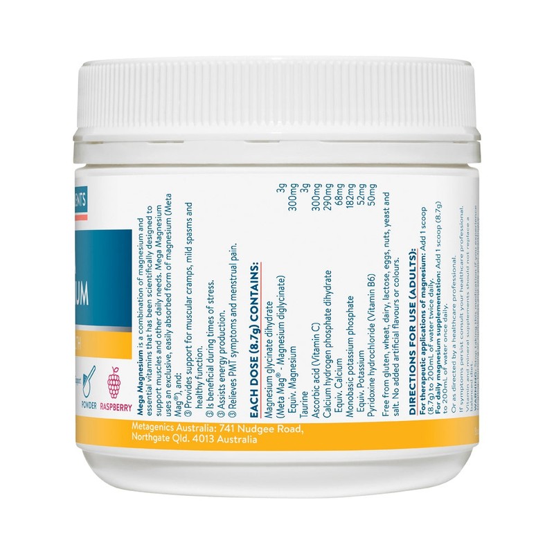 Ethical Nutrients Mega Magnesium Powder Raspberry 200g