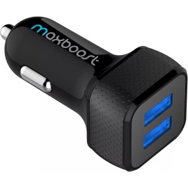 Maxboost Car Charger, DualSmartUSB Port 4.8A/24W [Black] Compatible smartphone