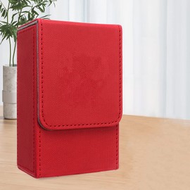 Keenso Caja de Almacenamiento de Tarot de Cuero PU de Gran Tamaño con Diseño de Sol y para Cartas de Tarot de Tamaño Estándar Universal (Rojo)