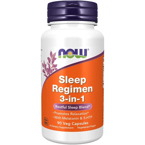 Now Foods Sleep Regimen 3-in-1, With Melatonin, 5-htp and L-theanine, Restful Sleep Blend, Veg Capsules, 90 Count