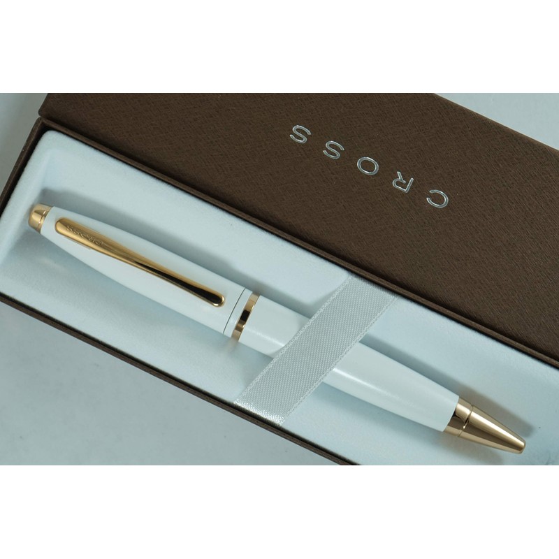 CROSS WHITE MEDALIST AND 23KT ROSE GOLD BALLPOINT PEN