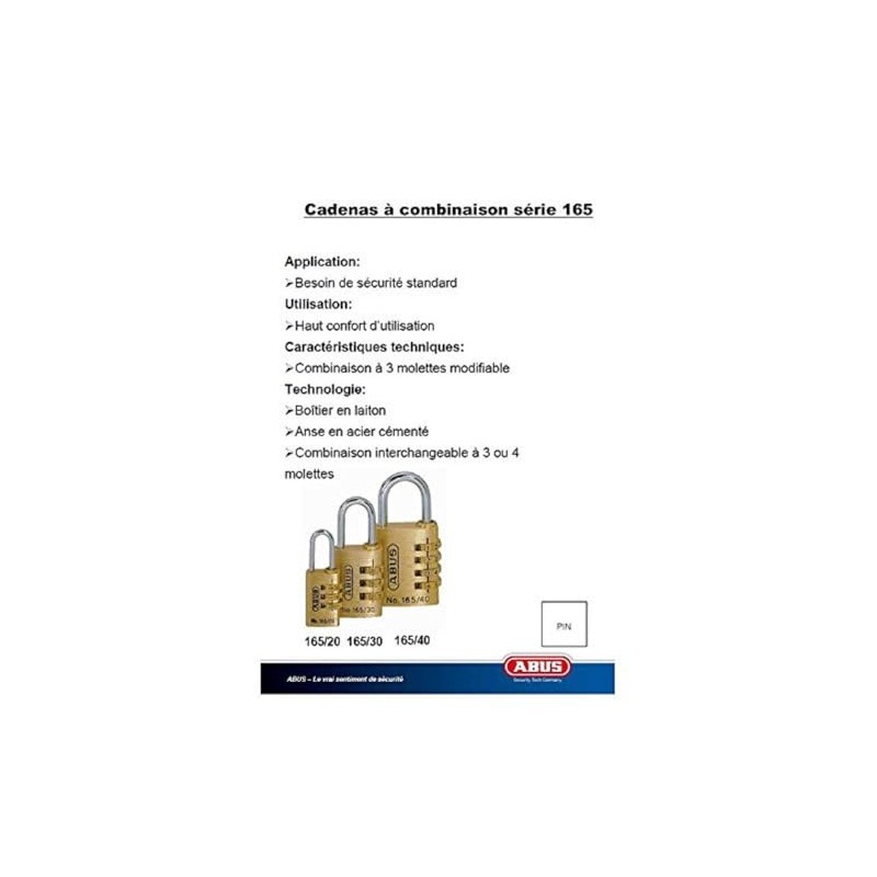 ABUS Combination Lock 165/20 - Brass Padlock - with Individually