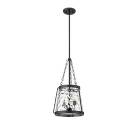 ML Lighting | Adabella Collection | 20403-MB | 3 Light Pendant in Matte Black Finish with Clear Hammered Glass Shade | Perfect for Kitchens, Dining Rooms, Living Rooms, Entryways, Hallways