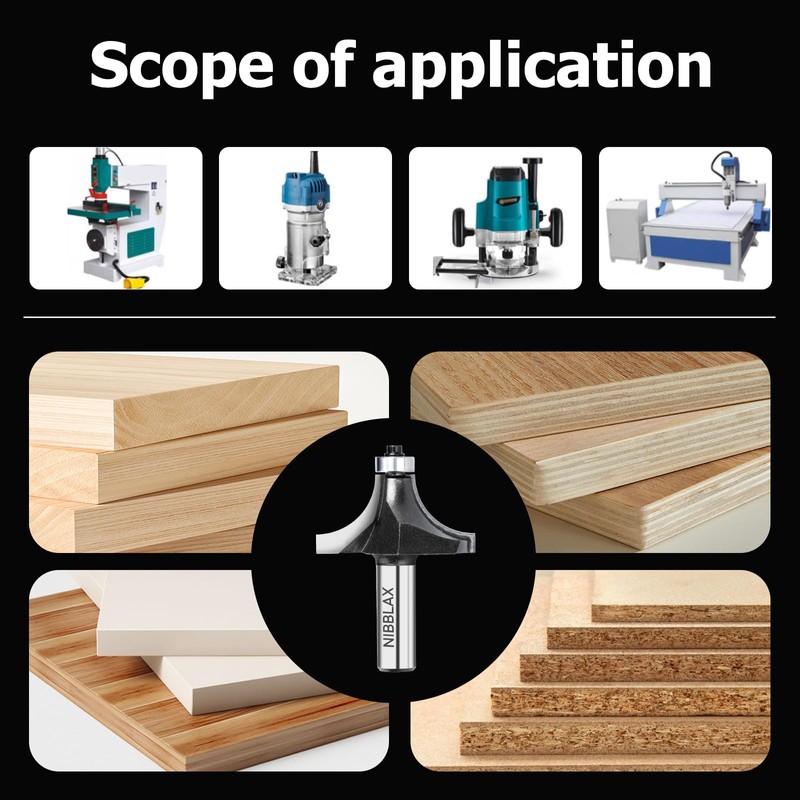 NIBBLAX Radius 1-1/16" Round Over Router Bits with 1/2" Shank