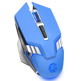 Mouse Inalámbrico Bluetooth Ratón Gaming Recargable, Ratón Ergonómico de 7 Botones, Mouse Gamer Silencioso con Raton de 3 Modo(BT5.0/3.0+USB), RGB Mouse Inalambrico para PC, Portátil, Macbook - Azul
