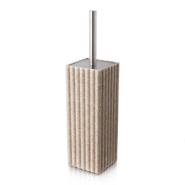 Escobilla de inodoro y soporte para baño, juego de escobilla de inodoro de resina y soporte con mango de acero inoxidable, cepillo para polvo limpiador de inodoro moderno de limpieza profunda, ahorro