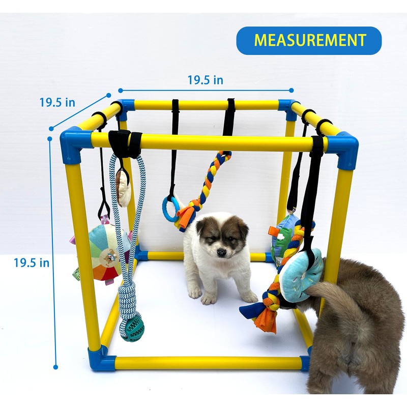 Dewonch Puppy Play Gym with 8 Hanging Toys, Small Dogs