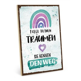 TypeStoff HS-00908 Wooden Sign with Saying - Dreams - Vintage Look with Quote as Gift and Decoration on the Theme of Goal and Future