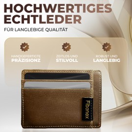 Fibonex Magic Wallet Leather Wallet with Coin Compartment - Slim Wallet for Men & Women - High Quality Genuine Leather - Smart Design for Cards, Notes & Coins, brown, Minimalist