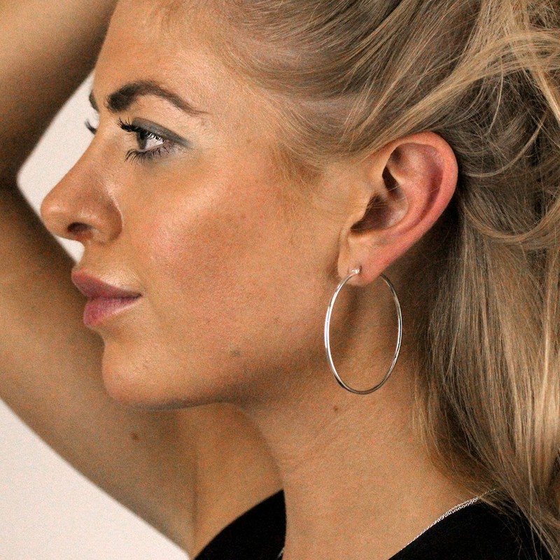 Sterling Silver 2mm Tube 15mm Sleeper Hoop Earrings