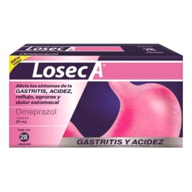 Caja Con 28 Cápsulas Para La Gastritis Y Acidez 20mg C/u Losec A