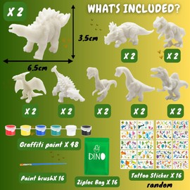 Lubibi Dinosaur Painting Set for Children, Dinosaur Party Bag Children's Birthday, Painting Set 16 Pieces Gift Children's Birthday Party Favours Guest Gift DIY Dino Toys Children Boys