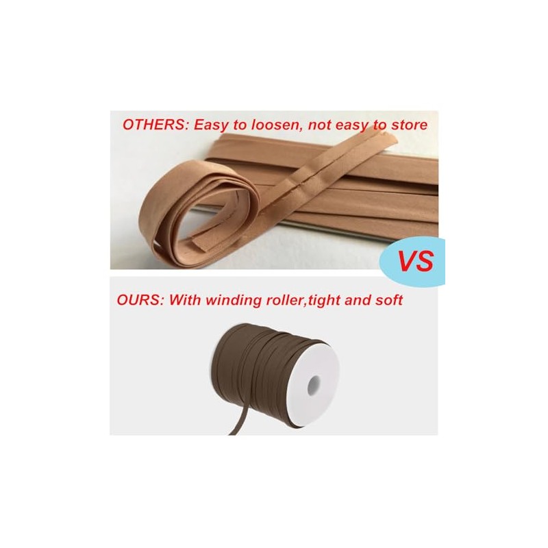 MECCANIXITY 1/2 Inch Double Fold Bias Tape Polyester Continuous Bulk