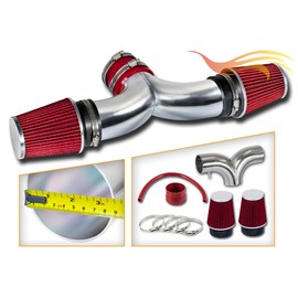 Rtunes Racing Short Ram Air Intake Kit + Filter Combo Compatible For 00-02 Dakota / 99-04 Grand Cherokee 3.7L 4.7L with DUAL(2) Filters (Red)