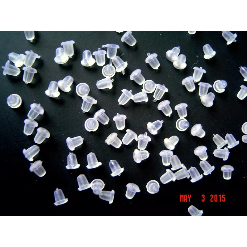 (50 Qty.) PLASTIC RUBBER ( SILICONE ) EARRING BACK STOPPER