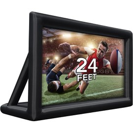 Inflatable Projector Screen, 24FT Portable Blow Up Outdoor Projector Screen, Front & Rear Projection, with Rope, Air Blower, Ground Nails and Carry Bag, for Theater, Football, Backyard