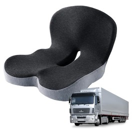 Memory Foam Seat Cushion for Truck Drivers, Office Chairs & Car Seats – Back Support & Sciatica Relief Pillow for Tailbone – Ergonomic Pressure Relief Pad for Long Sitting & Driving (Dark Gray)