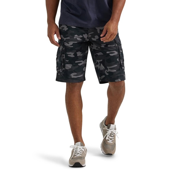 Lee Men's Dungarees New Belted Wyoming Cargo Short, Black Stokes