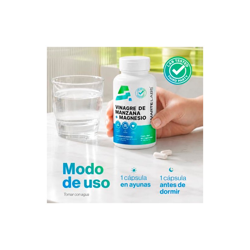 AMARTE LABS Citrato de Magnesio Vinagre de Manzana 60 Cápsulas