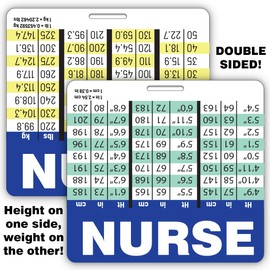 Nurse Badge Buddy with Height & Weight Conversions – Horizontal Nurse ID Tag with Royal Blue Bar – Double-Sided Medical Badge for Hospital & Clinic Staff