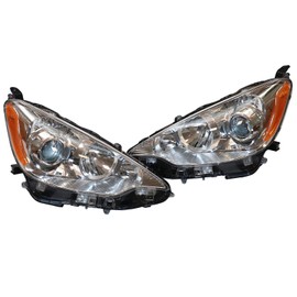 MaldHau For 2012 2013 2014Toyota Prius C Headlight Assembly Halogen Headlight Left Driver and Right Passenger Side Headlight Left&Right Front Headlamp 8111052E81 8115052E81 (LH+RH)
