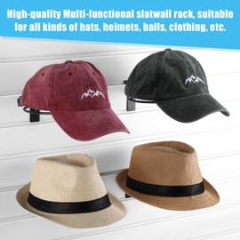 Kigley 6 Pcs Wire Hat Display for Baseball Caps Black Metal Slatwall Accessories Display Rack Metal Retail Display Shelves for Merchandise Door Closet Office Bedroom(Black, Round Brim)