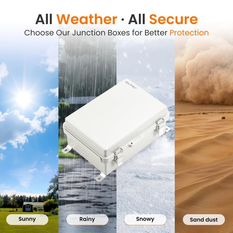 QILIPSU UL94-V0 Outdoor Electrical Box 13.8"x9.9"x5.9" Waterproof Junction Box Weatherproof