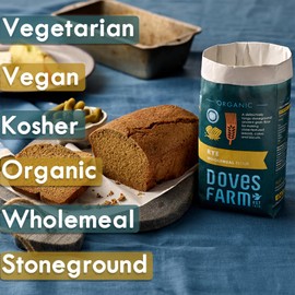 Doves Farm Organic Rye Wholemeal Flour | Stoneground Ancient Grain Flour | for Breads, cakes & Biscuits Baking | High in Fiber | Imported from UK | 35.27 Oz (1kg)
