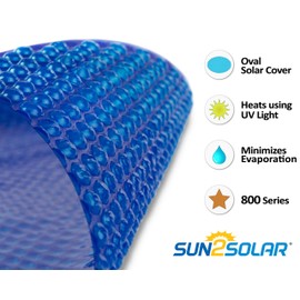 Sun2Solar Blue 12-Foot-by-24-Foot Oval Solar Cover | 800 Series Style | Heat Retaining Blanket for In-Ground and Above-Ground Oval Swimming Pools | Use Sun to Heat Pool Water | Bubble-Side Facing Down