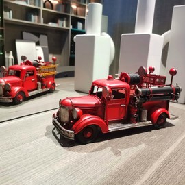 PARSAHO Vintage Diecast Mack Fire Truck - Retro Metal Fire Engine, Miniature Vehicles for Home Decor
