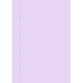 Dyslexia Visual Stress Tinted Coloured Lined Writing Paper Ruled with Margin 50 Sheets 10mm Lines Lilac (Pastel Purple) A4, 4 Hole Punched re-Fill Pack