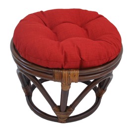 Blazing Needles Indoor/Outdoor Tufted Footstoll Footstool Cushion, 18", Paprika