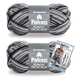 Patons Yarn Kroy Socks Yarn, 2-Pack, Slate Jacquard Plus Pattern