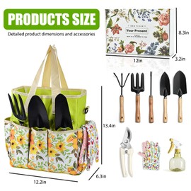 Schwylth Gardening Tools Set, 10 Pieces, Heavy Duty, Steel, Complete Gardening Tool Set with Storage Handbag Box, Best Gardening Gifts for Women