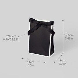 HAN SHENG 10 Pcs Gift Bags with Bow Ribbon Favor Bags Bridal Shower Gift Bags for Wedding Bridal Birthday Party Goodies Graduation Holiday Party Favor (Black, Large)