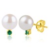 MAX + STONE 14k Gold Freshwater Pearl and Gemstone Stud Earring | Hypoallergenic, Metal, Created Emerald