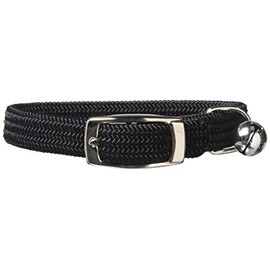 OmniPet Kool Kat Elastic Cat Safety Collar with Bell, Black, 8"