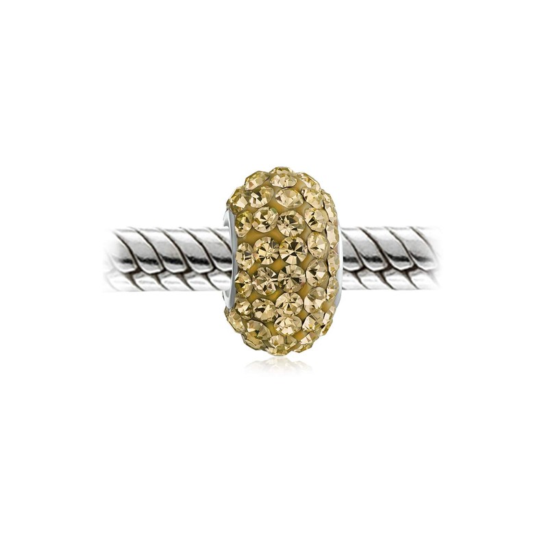 Sterling Silver Gold Tone Crystal Bead Charm