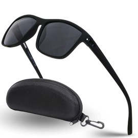 SOMOC Polarised Sunglasses Men/Women Sunglasses Unisex Retro Classic Vintage Polarised Glasses UV400 Protection Classic Sunglasses Square for Driving SP-9390, black