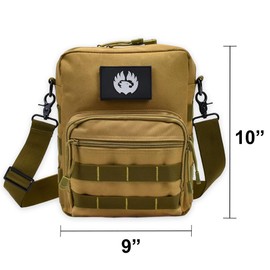 Torch Small Messenger Bag MOLLE Tactical Satchel Compact Courier Pack Single Strap Shoulder Sling Cycling for Every Day Carry Gear (Desert)